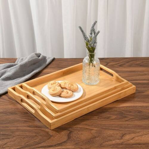 3 pcs double earned wood tray.