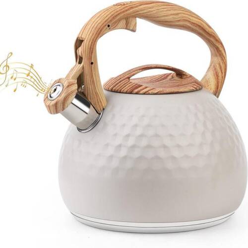 2,5L stainless steel whistling kettle with wooden pattern handle